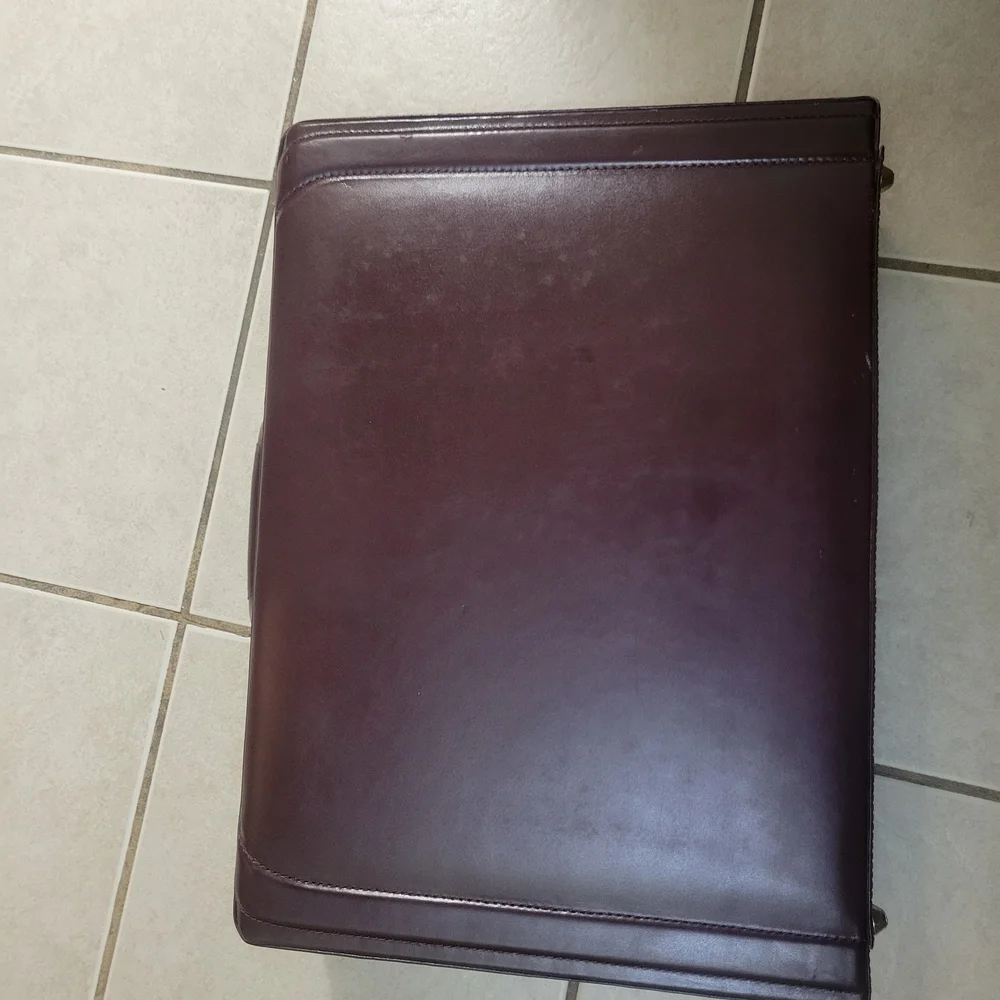 Luxurious Dark Brown Leather Briefcase with Gold Accents